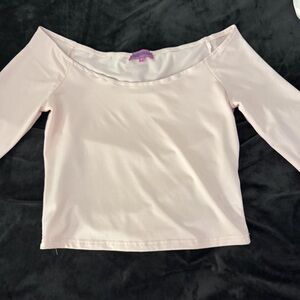 Edikted Light Pink Off-Shoulder Crop Top